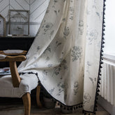 Adalee Leinen Blumenmuster Elfenbein Transparenter Maßvorhang & Draperie